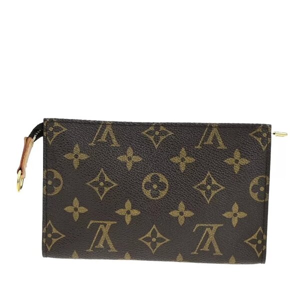 LOUIS VUITTON Logo BUCKET PM Pouch Bag Monogram Leather Brown France 02ED301 - Picture 1 of 12